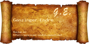 Genzinger Endre névjegykártya